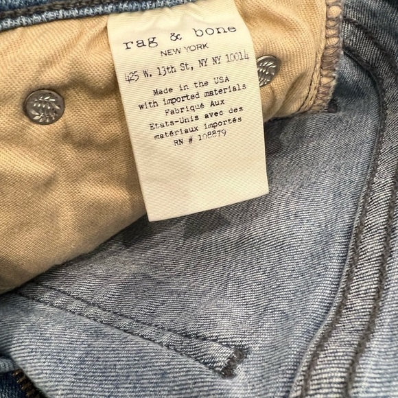 𝅺RAG & BONE Ankle Skinny Lena distressed jeans size 25 cropped 9 inch rise EUC - Picture 15 of 16